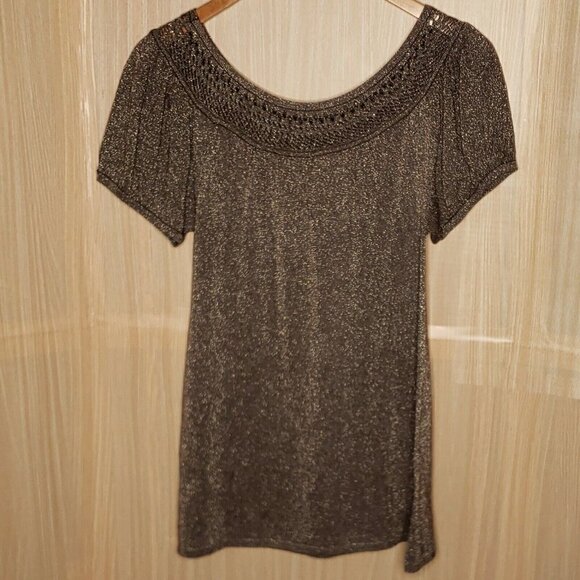 Shelly M Couture Womens Gold Sparkle Tunic Sweater - Picture 1 of 7